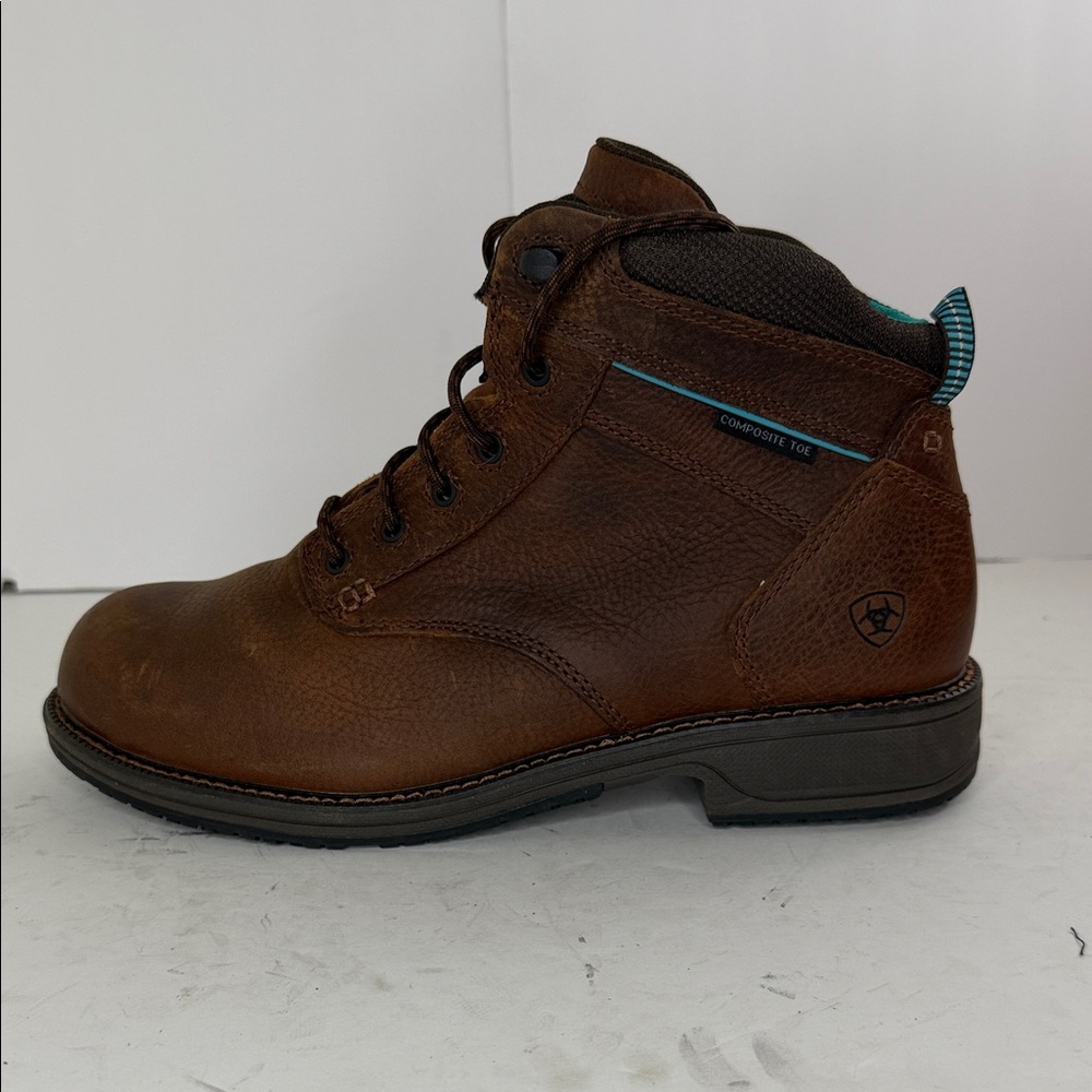 Ariat Brown Work Boot with Teal Trim